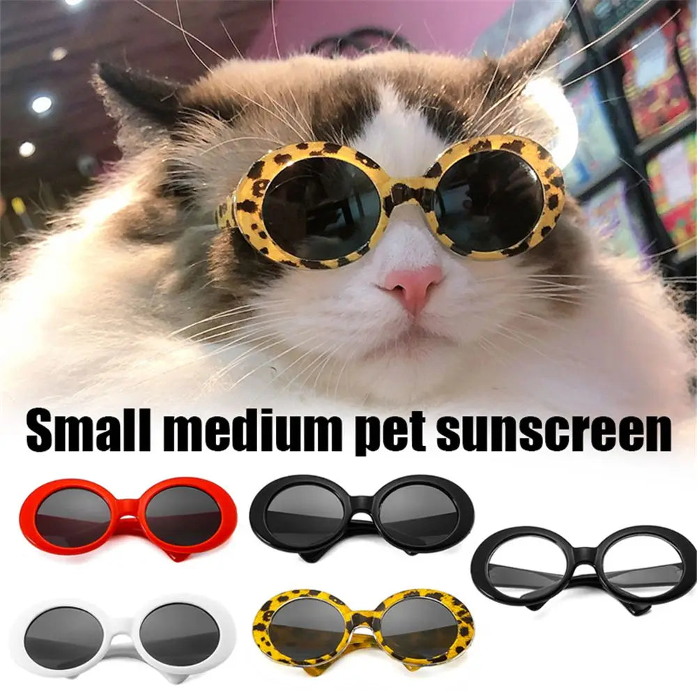 Cool Multicolor Pet Sunglasses – Round Frames for Cats & Dogs
